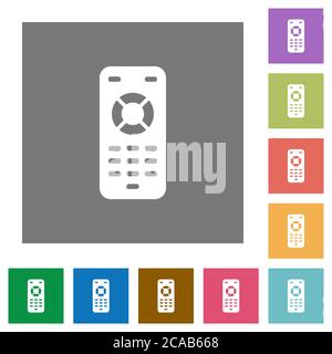 Remote control flat icons on simple color square backgrounds Stock Vector