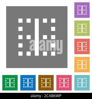 Vertical border flat icons on simple color square backgrounds Stock Vector