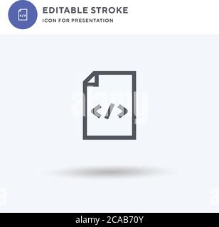 Html File icon vector, filled flat sign, solid pictogram isolated on white, logo illustration. Html File icon for presentation. Stock Vector