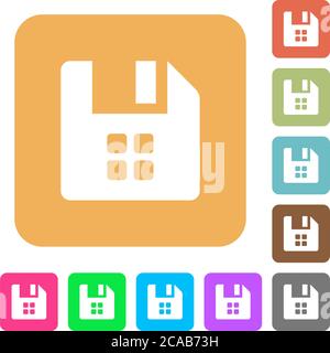 File components flat icons on rounded square vivid color backgrounds. Stock Vector