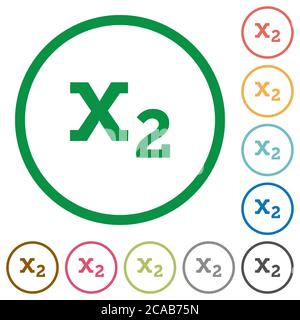 Subscript flat color icons in round outlines on white background Stock Vector