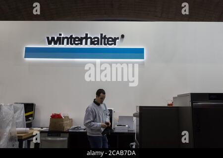 BELGRADE, SERBIA - FEBRUARY 24, 2019: Winterhalter logo in front of their representative office in belgrade. Winterhalter is a German manufacturer of Stock Photo