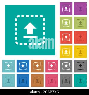 Drag to upload multi colored flat icons on plain square backgrounds. Included white and darker icon variations for hover or active effects. Stock Vector
