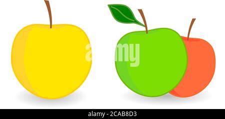 Simple Apple icon, version with single and two fruits. Stock Vector