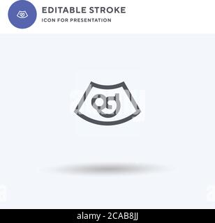 Sonography icon vector, filled flat sign, solid pictogram isolated on white, logo illustration. Sonography icon for presentation. Stock Vector