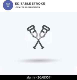 Crutches icon vector, filled flat sign, solid pictogram isolated on white, logo illustration. Crutches icon for presentation. Stock Vector