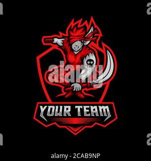 dagger man e sports team amazing design for your company or brand Stock Vector