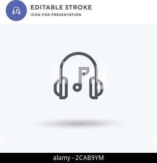 Music icon vector, filled flat sign, solid pictogram isolated on white, logo illustration. Music icon for presentation. Stock Vector