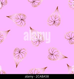Tropical vector palm leaves seamless pattern pink background. Exotic wallpaper. Modern fashion print. Stock Vector