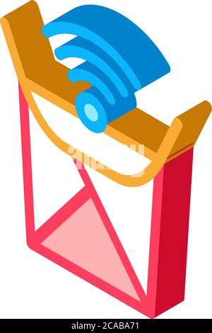 food box wifi mark icon vector outline illustration Stock Vector Image ...