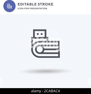 Flash Disk icon vector, filled flat sign, solid pictogram isolated on white, logo illustration. Flash Disk icon for presentation. Stock Vector