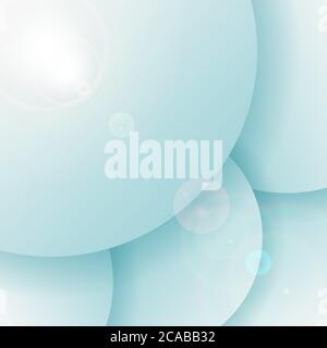 Abstract 3D blue circles overlapping layer background with lighting flare. Vector illustration Stock Vector