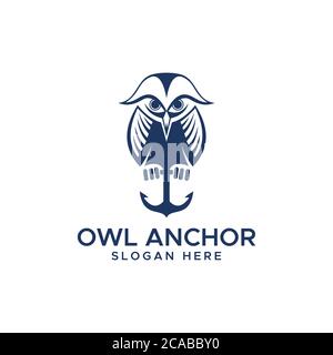 owl anchor logo amazing design for your company or brand Stock Vector