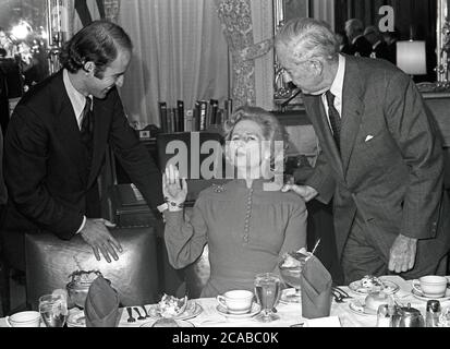 Newly elected British Conservative Party Leader Margaret Thatcher, center, is shown with the Chairman of the United States Senate Foreign Relations Committee, US Senator John Sparkman (Democrat of Alabama), right, and US Senator Joseph Biden (Democrat of Delaware), left, as she attends a luncheon in her honor in the Foreign Relations Committee Room in the United States Capitol in Washington, D.C. on Thursday, September 18, 1975.  Mrs. Thatcher is the first woman elected Conservative Party leader.Credit: Benjamin E. 'Gene' Forte - CNP / MediaPunch Stock Photo