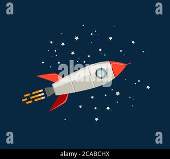 Rocket space ship cartoon. Spaceship, spacecraft concept Stock Vector