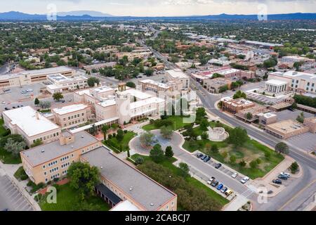 Aerial view of the old state capitol building in Santa Fe, New Mexico Stock Photo