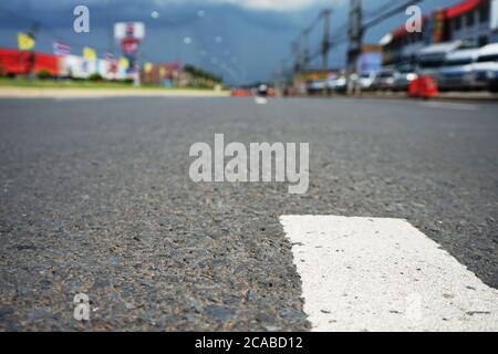 Asphaltic concrete road in Thailand (Picture blurred) Stock Photo