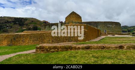 Famous historic Ingapirca ruins under a cloudy sky in Ecuador Stock Photo