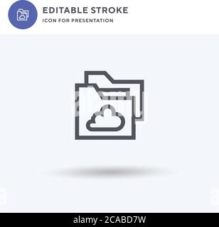 Cloud Folder icon vector, filled flat sign, solid pictogram isolated on white, logo illustration. Cloud Folder icon for presentation. Stock Vector