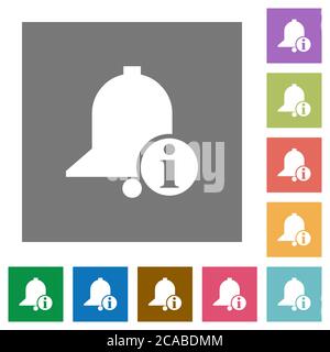 Reminder info flat icons on simple color square backgrounds Stock Vector