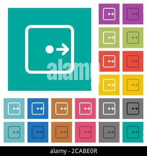 Move object right multi colored flat icons on plain square backgrounds. Included white and darker icon variations for hover or active effects. Stock Vector