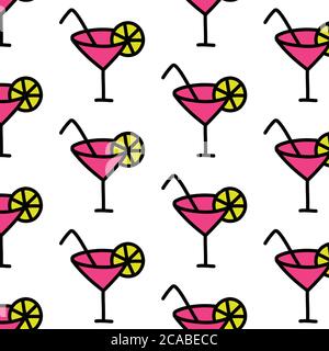 cocktail seamless doodle pattern, vector illustration Stock Vector