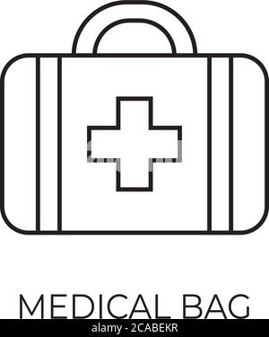 Simple first aid kit line icon. Stroke pictogram. Medical Bag Icon - Vector, Medical box , first aid box icon,  illustration isolated on a white backg Stock Vector