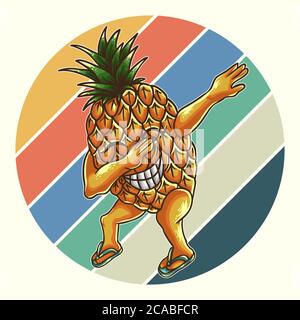 pineapple dabbing retro vector illustration for your company or brand Stock Vector