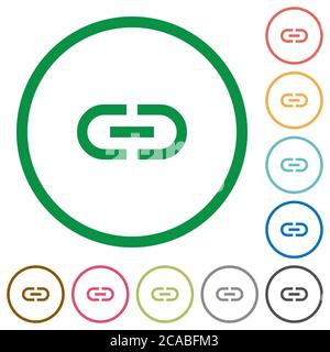 Insert link flat color icons in round outlines on white background Stock Vector