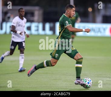 Orlando, Florida, USA. August 5, 2020: Portland Timbers midfielder MARVIN LORIA (44) sets up a play during the MLS is Back Tournament Philadelphia Union vs Portland Timbers match at ESPN Wide World of Sports Complex in Orlando, Fl on August 5, 2020. Credit: Cory Knowlton/ZUMA Wire/Alamy Live News Stock Photo