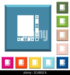 Blank document with scroll bars white icons on edged square buttons in various trendy colors Stock Vector