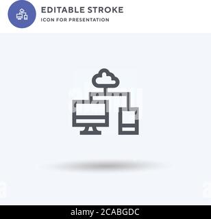 Syncing icon vector, filled flat sign, solid pictogram isolated on white, logo illustration. Syncing icon for presentation. Stock Vector