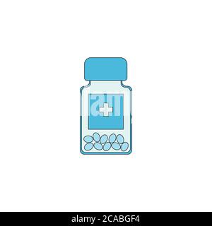 Pill Bottle, medicine bottle icon vector, Drugs. drug box Stock Vector