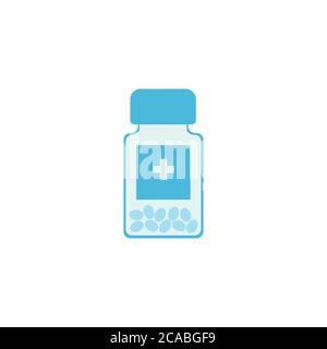 Pill Bottle, medicine bottle icon vector, Drugs. drug box Stock Vector