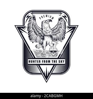 EAGLE HAND DRAWN SKULL vector illustration for your company or brand Stock Vector