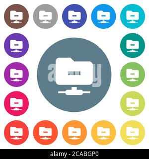 FTP remove flat white icons on round color backgrounds. 17 background color variations are included. Stock Vector