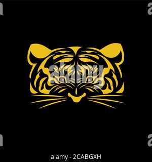 tiger gold face logo amazing design for your company or brand Stock Vector