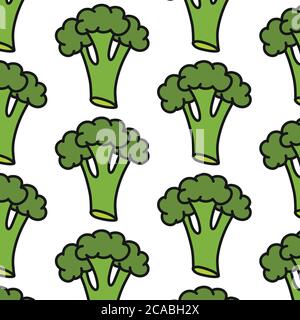 broccoli seamless doodle pattern, vector illustration Stock Vector