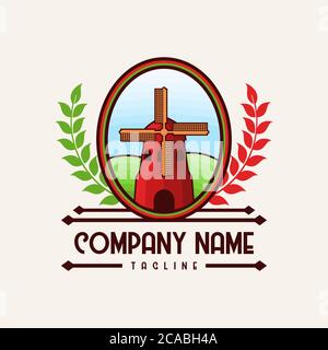 windmill badge vector  illustration amazing design for your company or brand Stock Vector