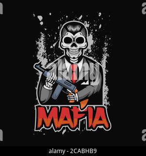 skull mafia vector illustration for your company or brand Stock Vector