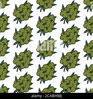 marijuana bud seamless doodle pattern, vector illustration Stock Vector