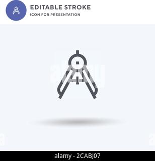Compass icon vector, filled flat sign, solid pictogram isolated on white, logo illustration. Compass icon for presentation. Stock Vector