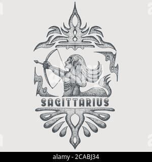 sagittarius zodiac vintage vector illustration for your company or brand Stock Vector