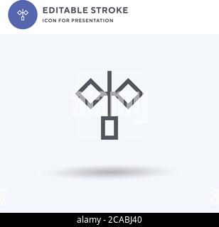 Railroad Crossing icon vector, filled flat sign, solid pictogram isolated on white, logo illustration. Railroad Crossing icon for presentation. Stock Vector