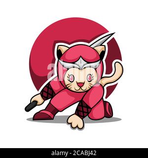 cat ninja mascot amazing design for your company or brand Stock Vector