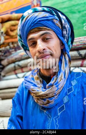 Moroccan rug Coop is run by a Berber family in Tinerhir Stock Photo