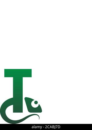 Chameleon font, letter design concept illustration Stock Vector
