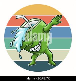 coconut dabbing retro vector illustration for your company or brand Stock Vector