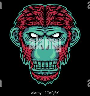 Monkey head vector illustration for your company or brand Stock Vector