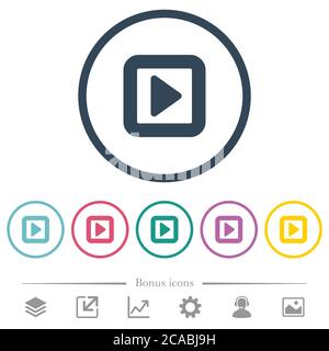 Toggle right flat color icons in round outlines. 6 bonus icons included. Stock Vector